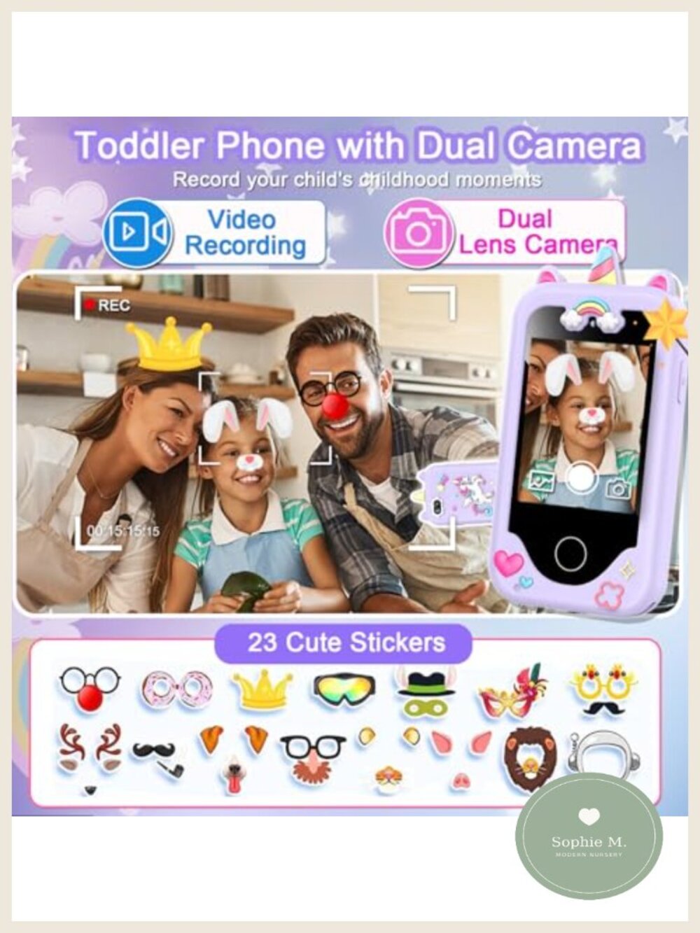 Kids Smart Phone Toy Touchscreen Learning Play Phone with Dual Camera Games - Picture 2 of 5